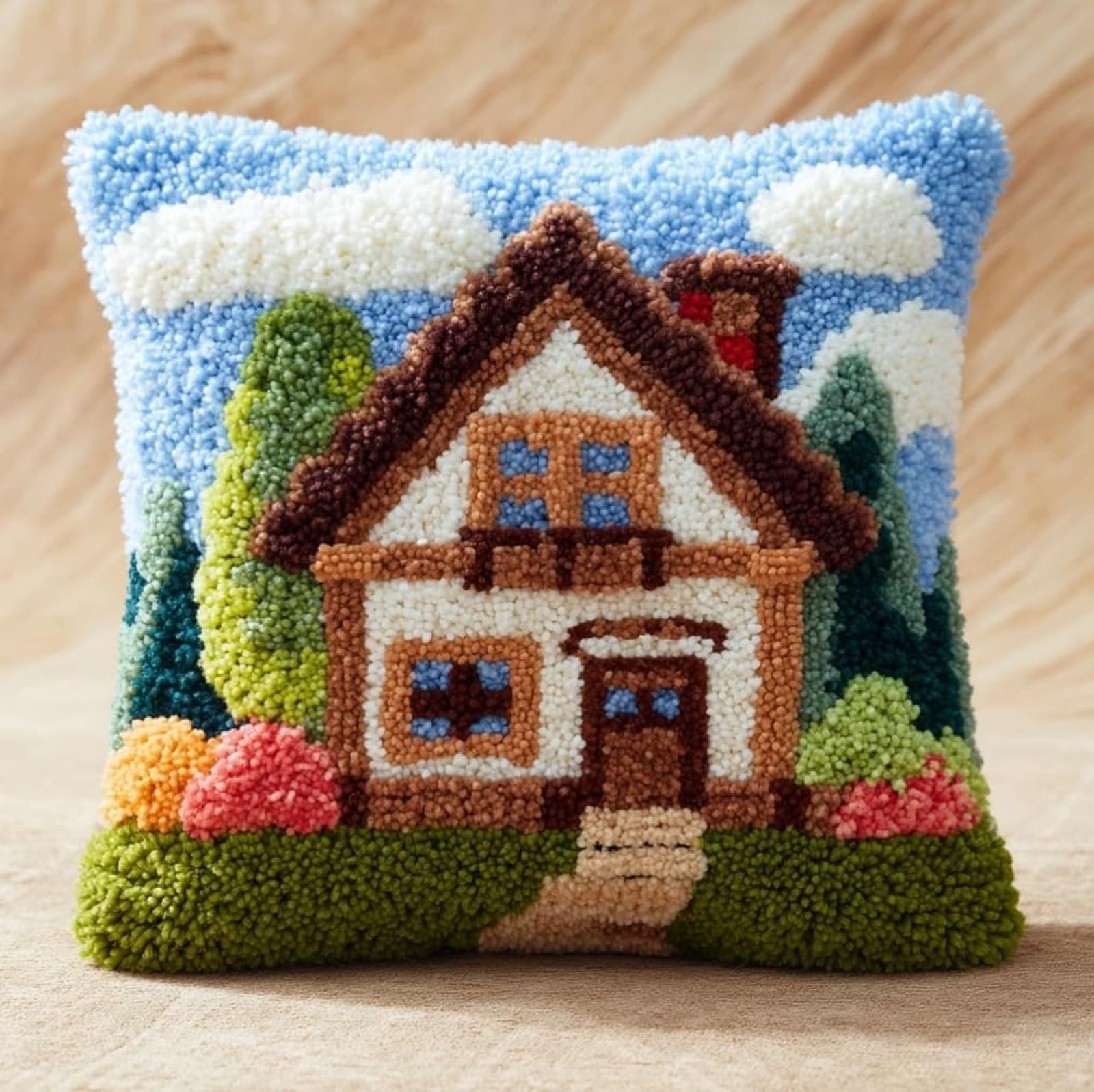 WallustrioaW Latch Hook Case Kits for Adults 43x43cm,Cartoon House
