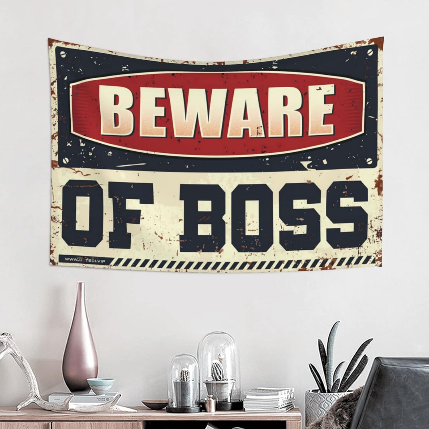 Home Decor Men Beware Of Boss Tapestry Tapsterys Wall Large Tapestry(75X100CM)