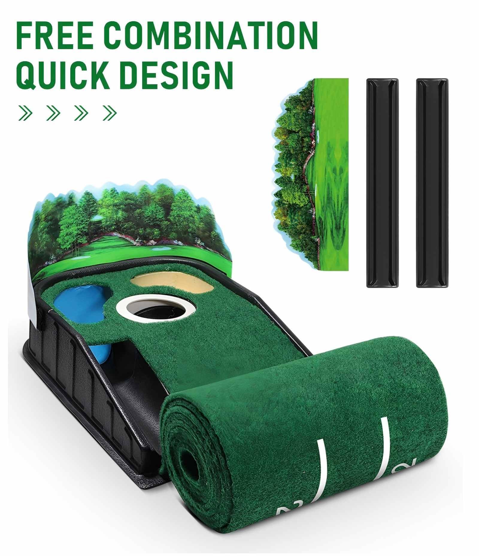 275x35CM Indoor-Golfmatte – Professioneller Übungsrasen für Zuhause, Büro und Garten | rutschfeste Golf-Trainingsmatte für Schwung und Putten, robuste, tragbares Design,ideal für Indoor-Golf
