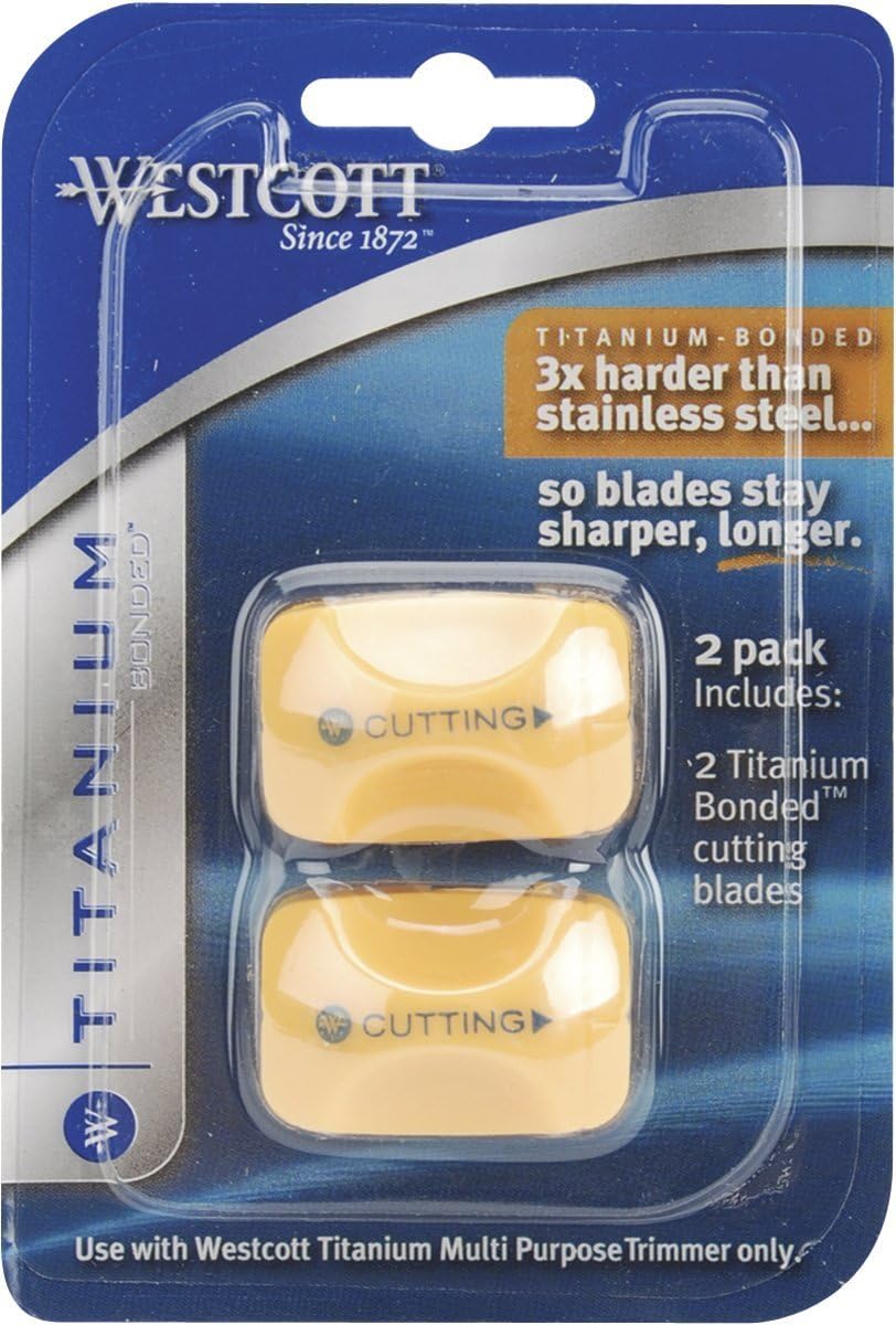 Westcott Paper Trimmer Titanium Bonded Replacement Cutting Blades for use with Trimmers 13782 and 13779, Pack of 2 (13780),Yellow : Paper Trimmer Refill Blades : Office Products