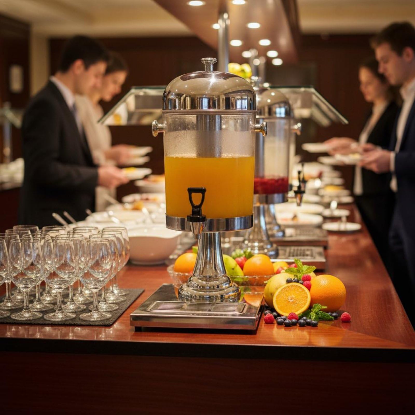 Erogatore di Succo in Acciaio Inox Spesso Distributore Trasparente con Rubinetto Resistente Al Calore Articolo Domestico per Ristoratori, Hotel, Oro, Oro