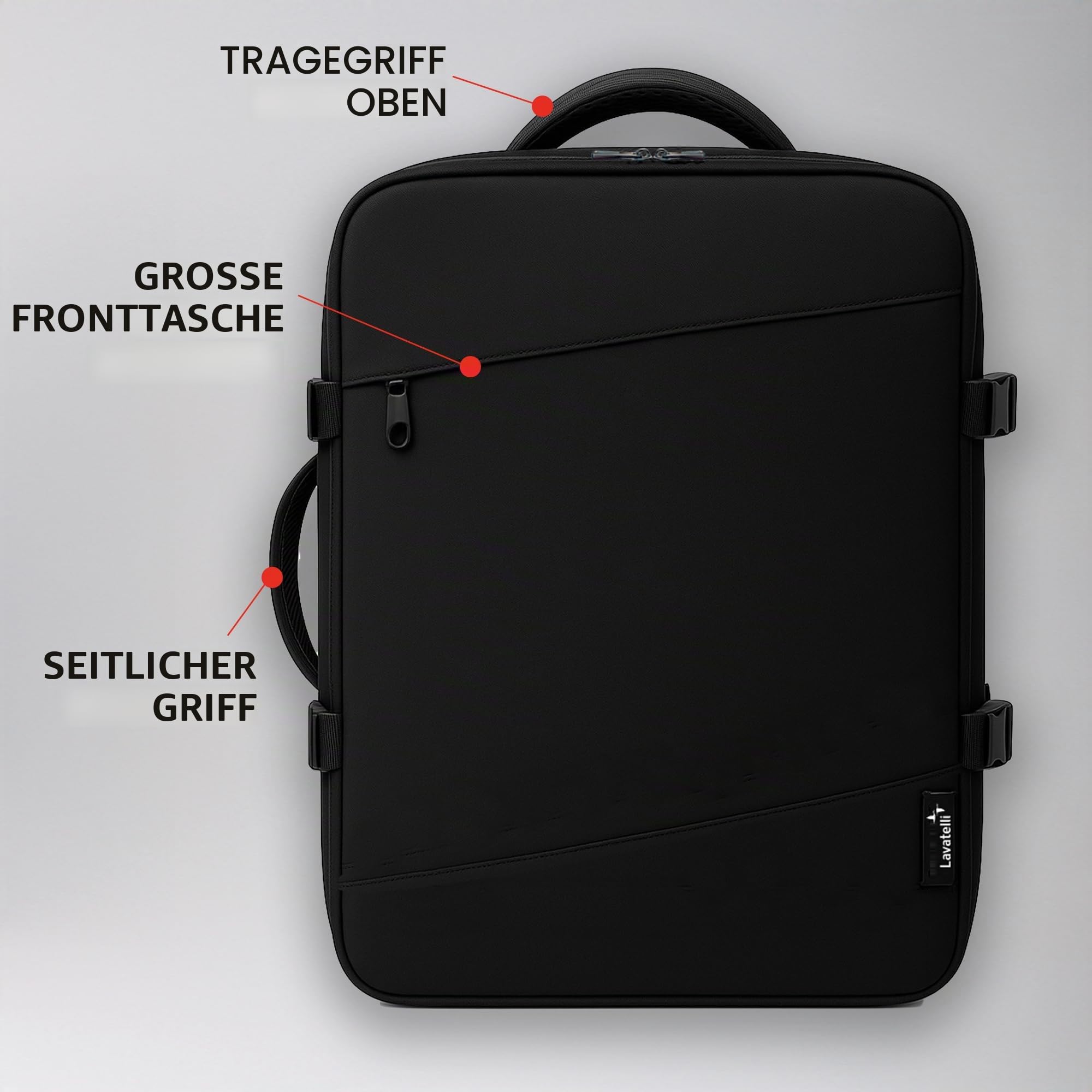 Lavatelli, Vakuum Rucksack Ryanair 40x30x20 + USB-C Pumpe & 2 Vakuumbeutel 40x45 cm | Vac-u-Bag, Handgepäck EasyJet Low Cost | Premium Kabinen Rucksack für Reisen