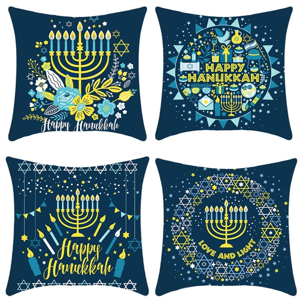 Taie d'oreiller Hanukkah en tissu noble pour décoration de canapé