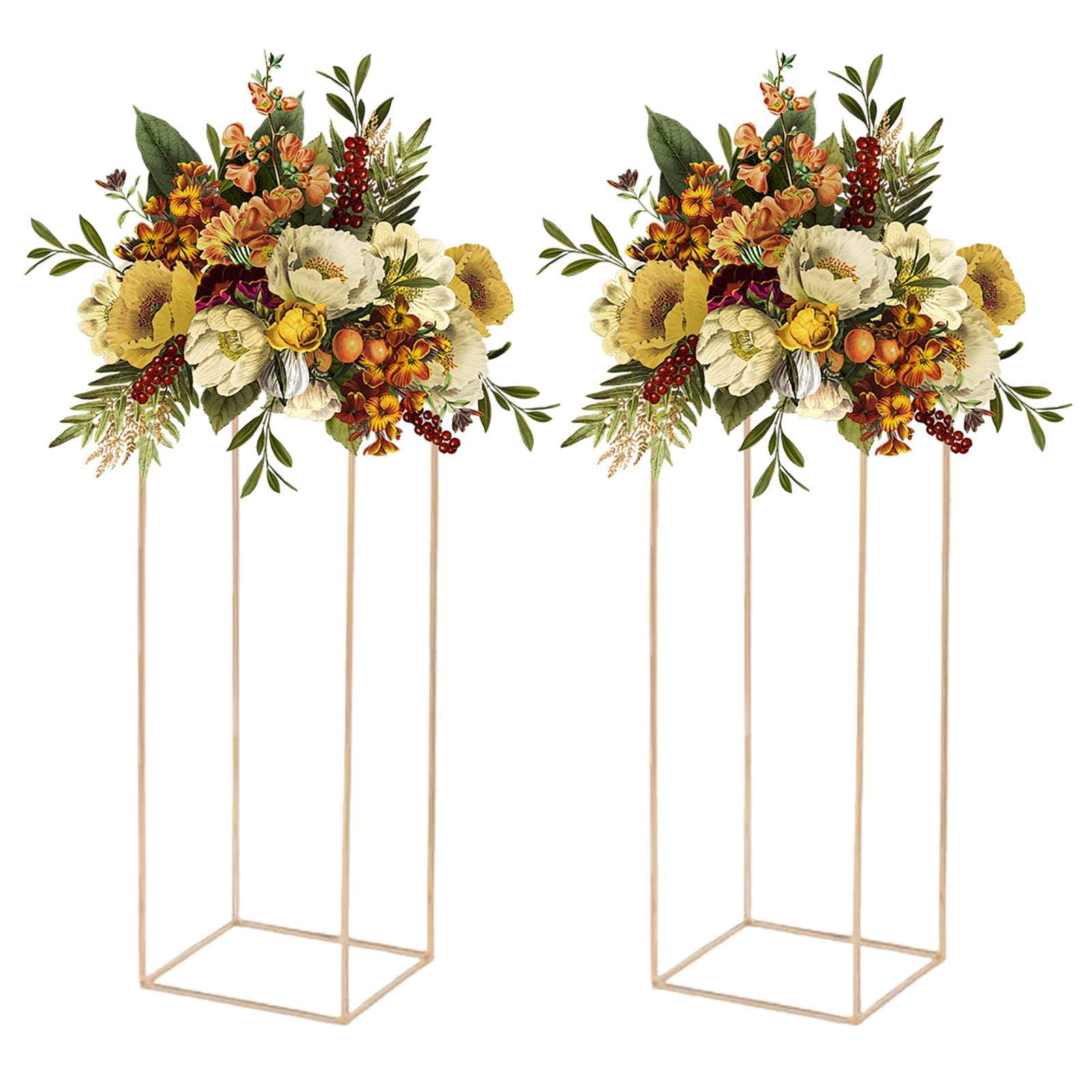 2 pcs gold flower stand tall centerpiece stand for tables 80cm/31.5in wedding flower stand tall?metal column flower stand for wedding decorations, event, home, party
