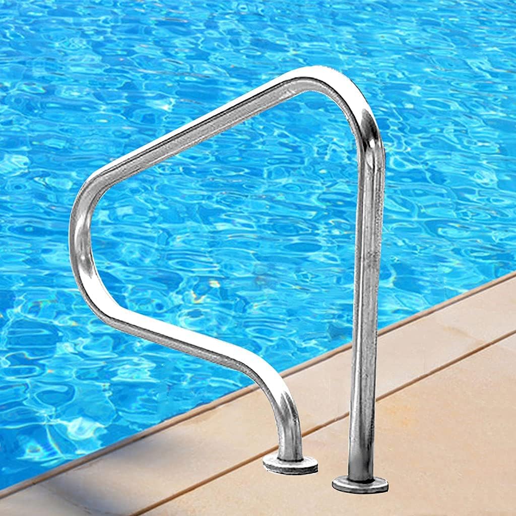Pool Hand Rail,Deck-Mounted Railings,3-Bend Swimming Pool Safety Handrails, for Inground Pool Entry,1Pcs