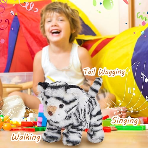 Miniatura 2 de Peluche electrónico de oveja que camina, canta, interactiva, animada, divertida, juguetes de peluche, ovejas que menean la cola, animales de