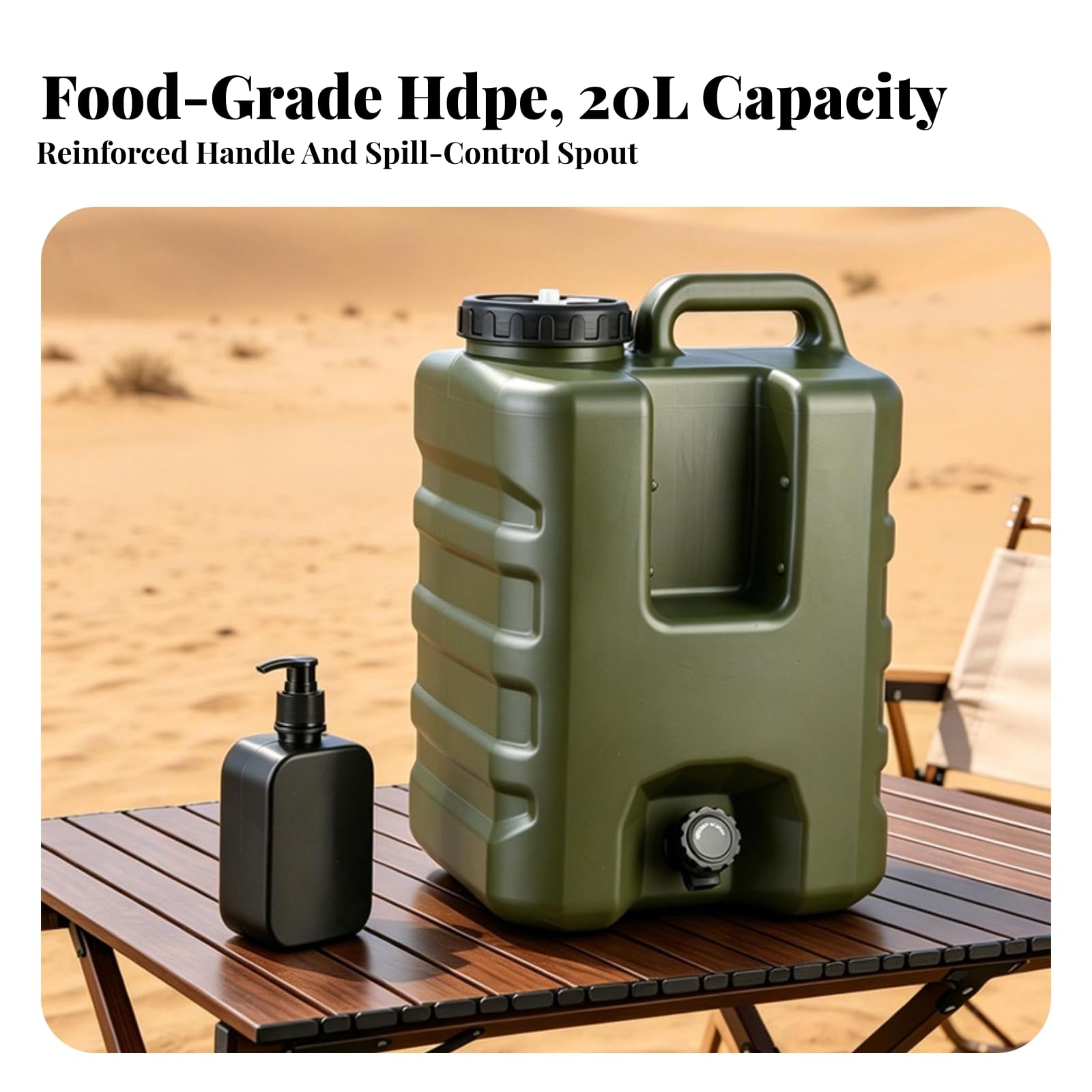 predolo Bidón Agua con Grifo Compacto | Portátil, Garrafa Agua con Asa, Cuadrado, Recipien Asa Molada, para Vehículos, Campistas