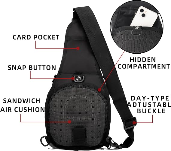 J.SH Tactical Sling Bag for Men, Crossbody Bag Military Shoulder Bag 9L