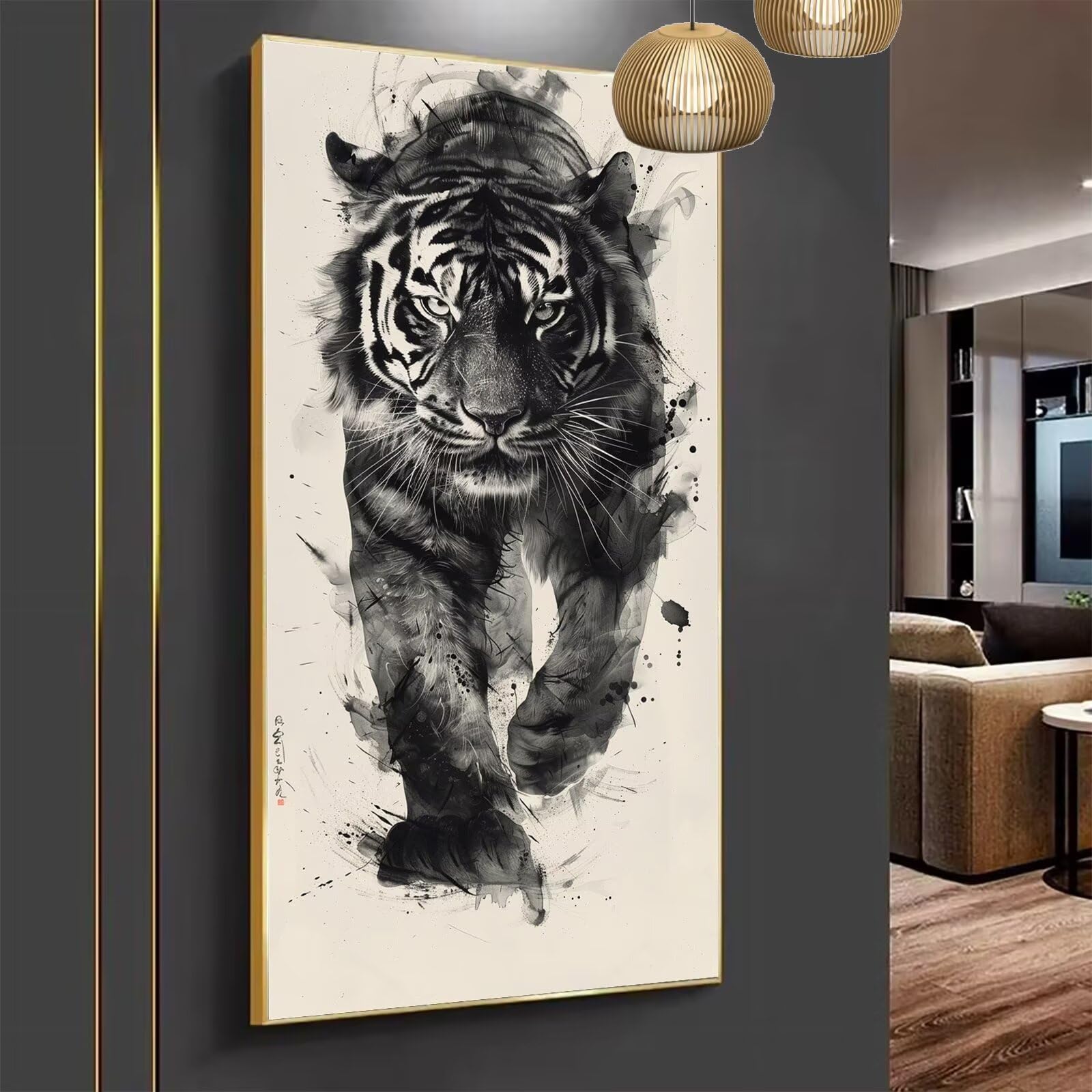 Peinture Numero Adulte Animal Peinture Par NuméRos Grand Format Tigre Loisirs CréAtifs Adultes Enfant DIY NuméRo D'Art Complet Kit DéButants ,Cadeau GarçOns Filles 3+ Ans, Sans Cadre 100x200cm M-959