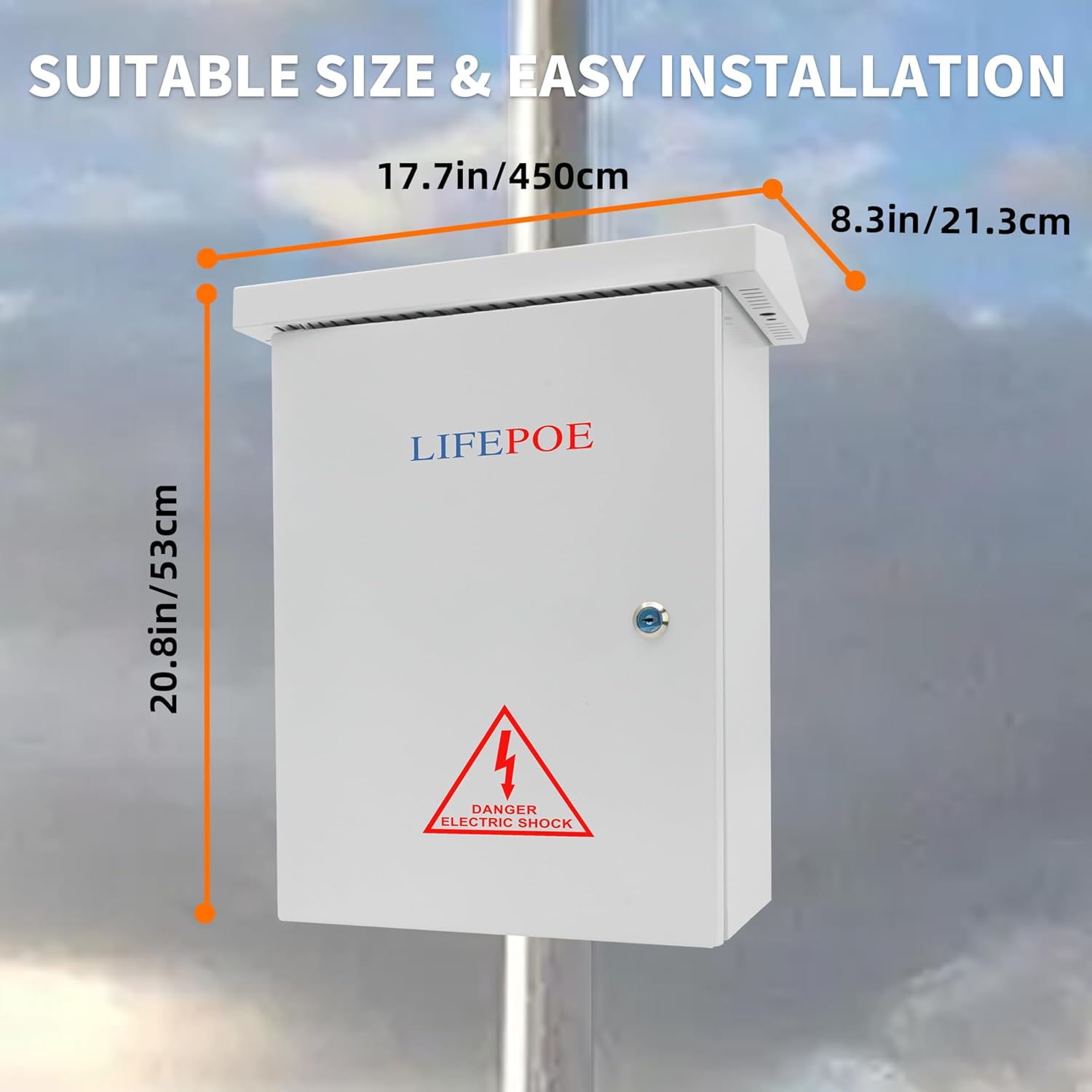 NEMA Outdoor Electrical Box (19.6″ x 15.7″ x 7.9″) – IP65 Waterproof Enclosure for Indoor/Outdoor Use, Includes DC Fan & 12V Adapter, DIY-Friendly Removable Mounting Plate – Ideal for Projects