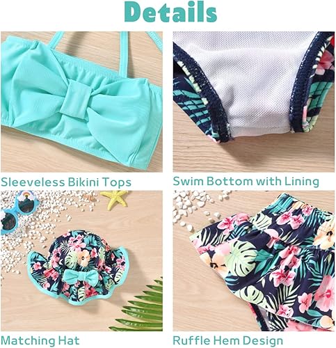 Miniatura 2 de Aalizzwell Traje de baño bikini de 2 piezas con sombrero para bebé niña