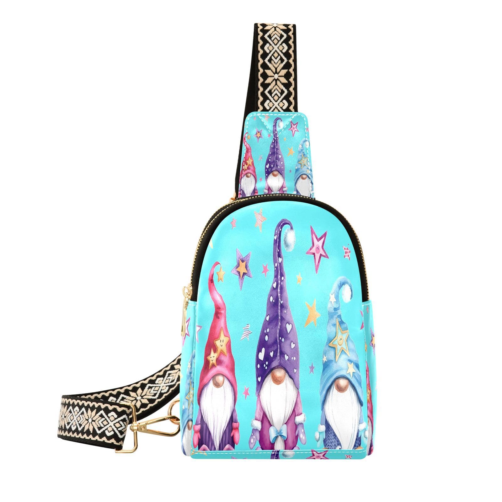Gnome Sling Bag for Women Crossbody Purse,Leather Crossbody Sling Bag Gnome Fanny Pack