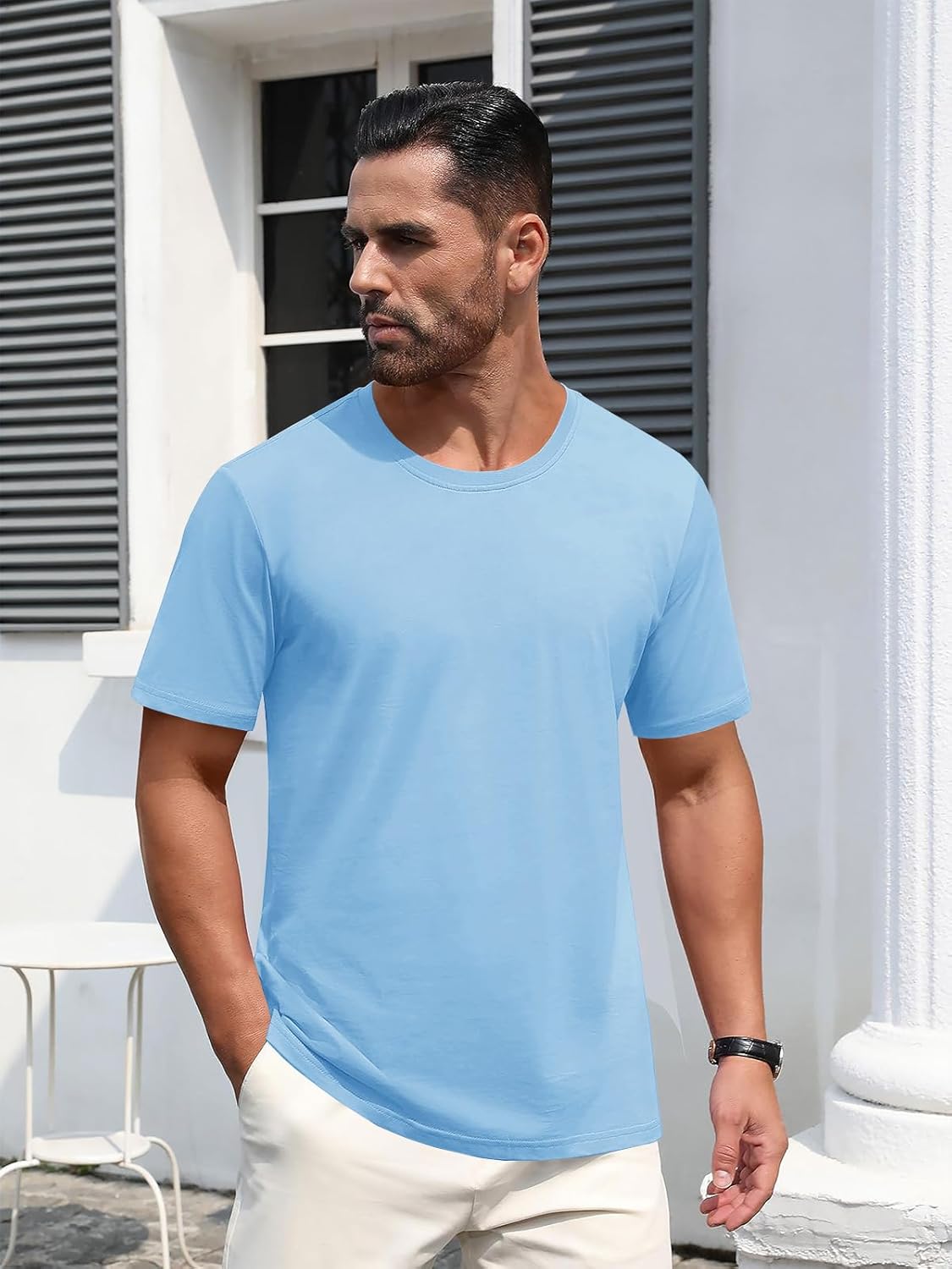 MAGNIVIT Men's Shirts Short Sleeve Cotton T-Shirt Crew Neck Light Tees Classic Basic Casual Tops Plain Soft Shirt - Image 3