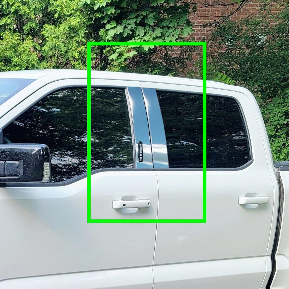 Mirror Chrome Polished Stainless Steel Door Pillar Post Moulding Molding Trim Cover 4PCS Fit for 2021-2025 Ford F150 Super+Crew Cab, Car Mods Accessories Replacement Parts, 2022 2023 2024