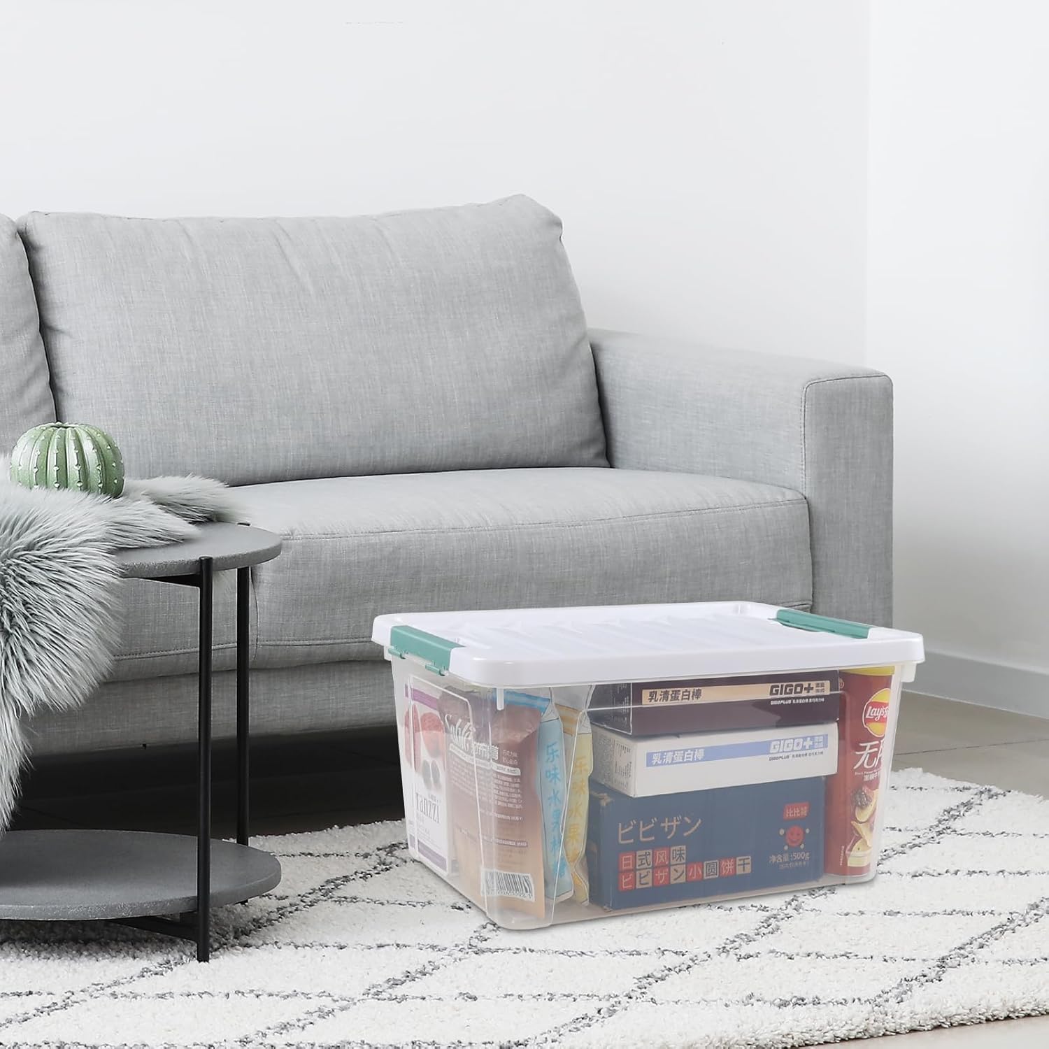 35 Quarts Latching Box, Clear Storage Bins with Lids, Large Plastic Containers for Storage Set of 6