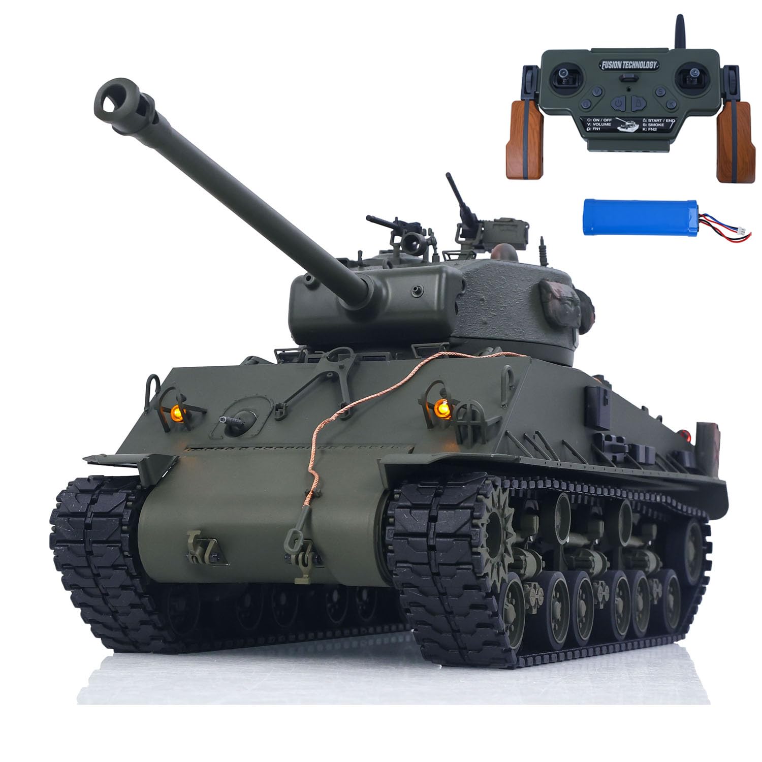 TOUCAN RC HOBBY US in Stock 1/16 RC Tank Sherman M4A3 E8 Fury Barrel IR BB Barrel Elevazione Fumo Unità Telaio Metallo Ruote Strada Rotazione 360