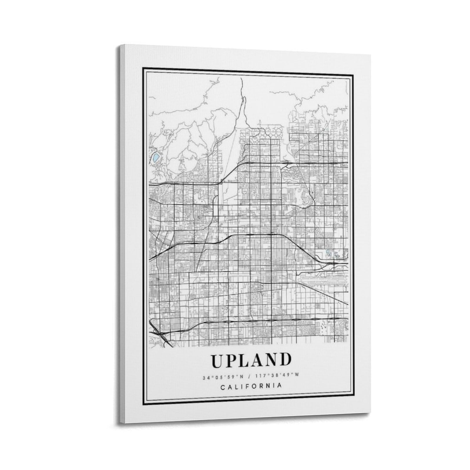 xiaoxiaoshen Upland California Map Canvas Poster Wall Art Prints Room Aesthetic Murals Bedroom And Living Decorations 20x30inch(50x75cm)