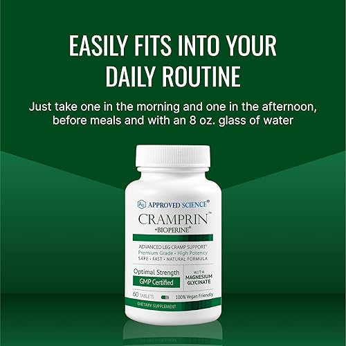 Miniatura 6 de Approved Science Cramprin - Magnesio de alta absorción, complejo de vitamina B, BioPerine - Suministro para 3 meses - 180 cápsulas - Vegano
