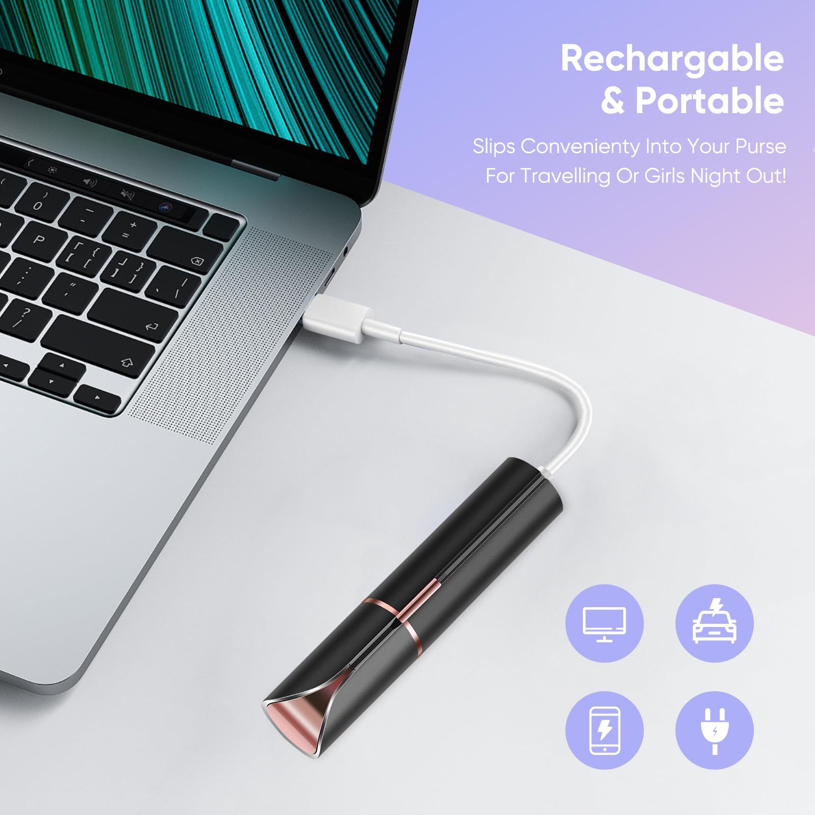 Depilatore facciale per donne, dispositivo, rimozione viso da donna, tocco finale per labbra superiori, mento e guance, ricaricabile tramite USB con luce LED incluse, due testine di ricambio (nero)