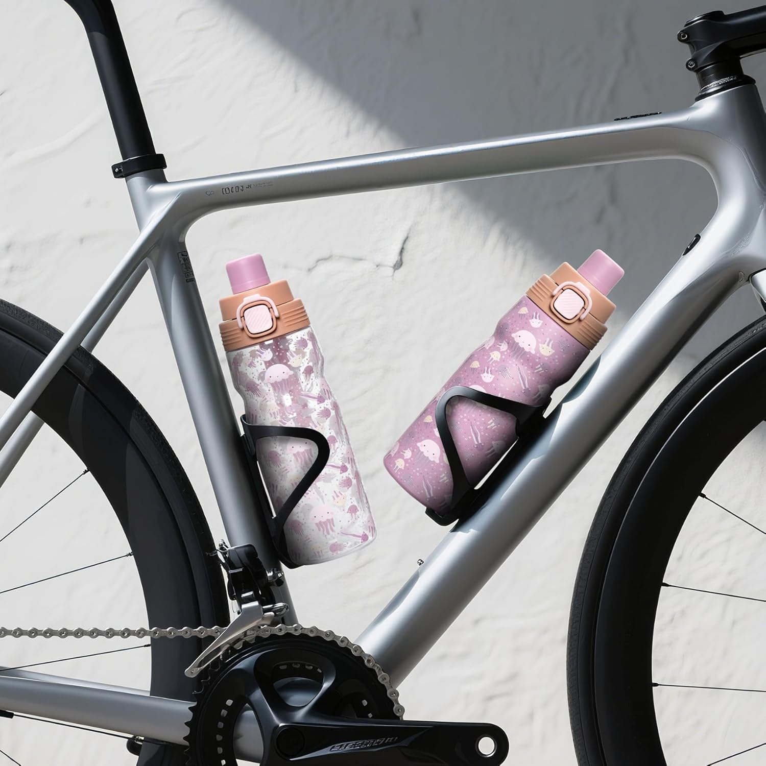 PIQUEBAR Kids insulated Water Bottle 17oz & Sport Water Bottle 24oz Set, Stainless Steel Metal Vacuum Water Bottles, Leakproof Tritan Sport Water Bottles for School Boys Girls, Pink Jellyfish - Image 8