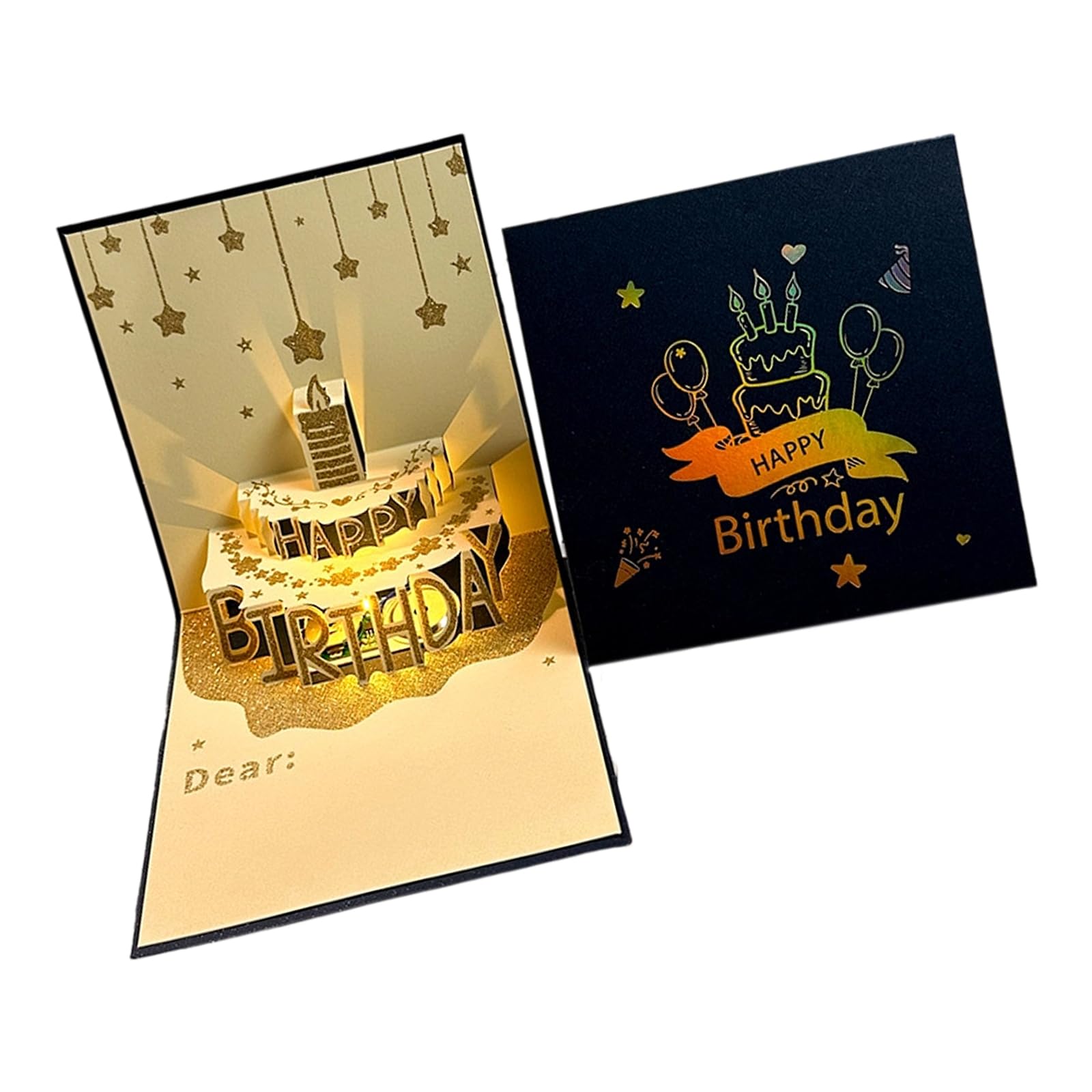 Tsophreniq Foldable Blessing Postcard 3D Popup Greeting Card with Sound and Light for Birthday Creative Surprise Musical Light Up