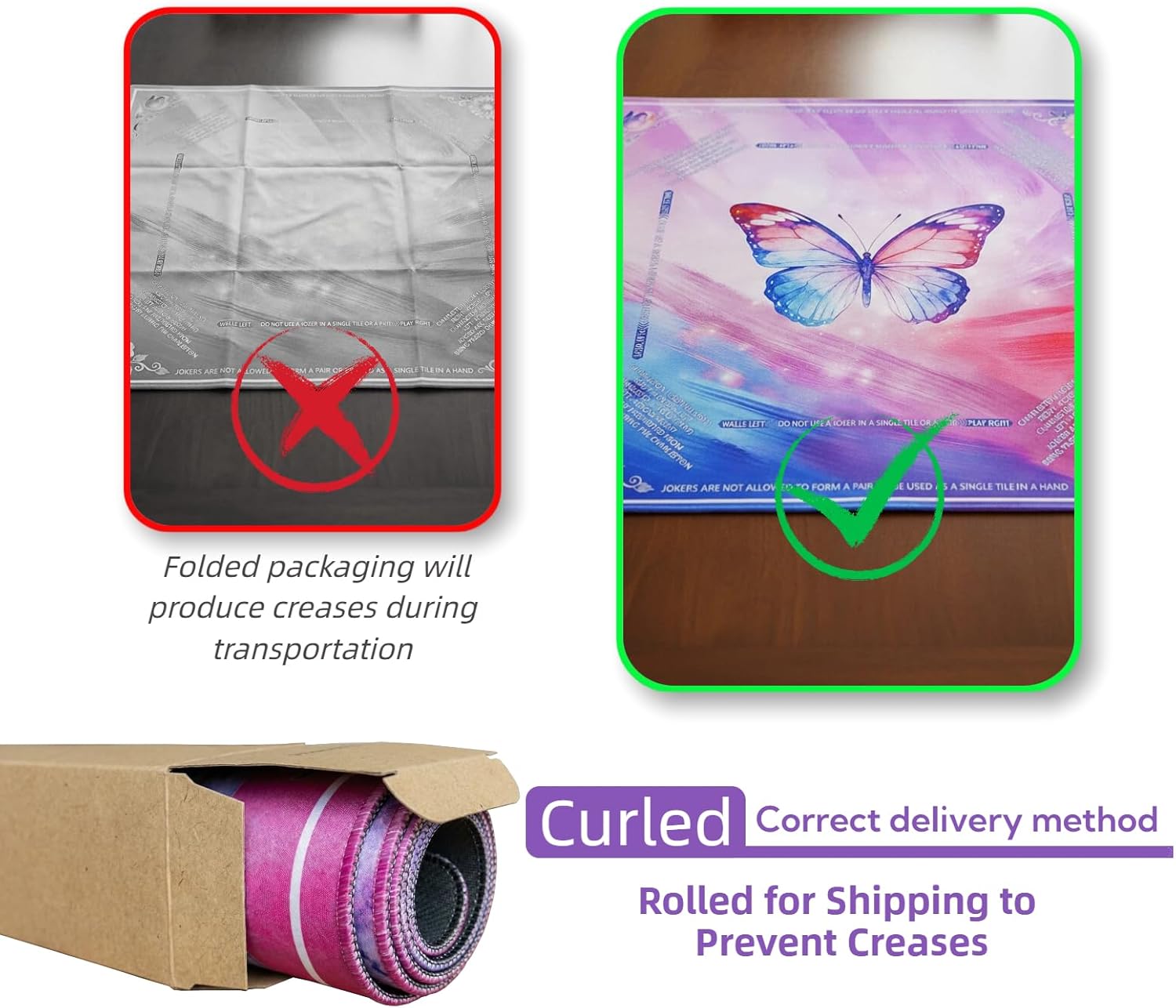 Mahjong Table Mat 31.5 x 31.5 in, Thickened Non-Slip American Mahjong Mat, Noise-Reducing Butterfly Design, Mahjong Gifts for Women, Dominoes, Cards & Board Games