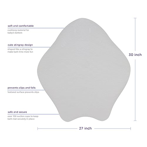 Vista 15 de Ubbi Tapete de baño acolchado antideslizante para bebé, potentes ventosas, esenciales para el tiempo de la bañera del bebé, gris