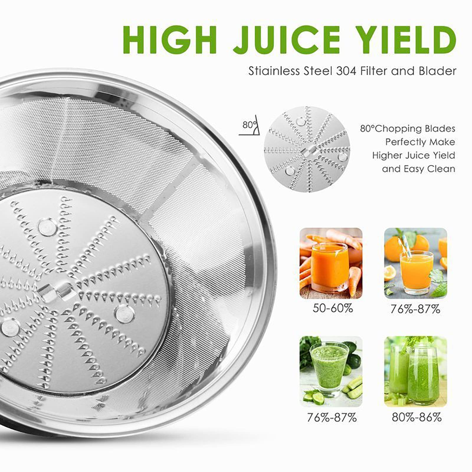 Máquinas exprimidoras, Extractor exprimidor centrífugo de 400 W con Canal de alimentación de Boca Ancha de 2,8" para Frutas y Verduras, Extractor exprimidor de 2 velocidades, sin BP