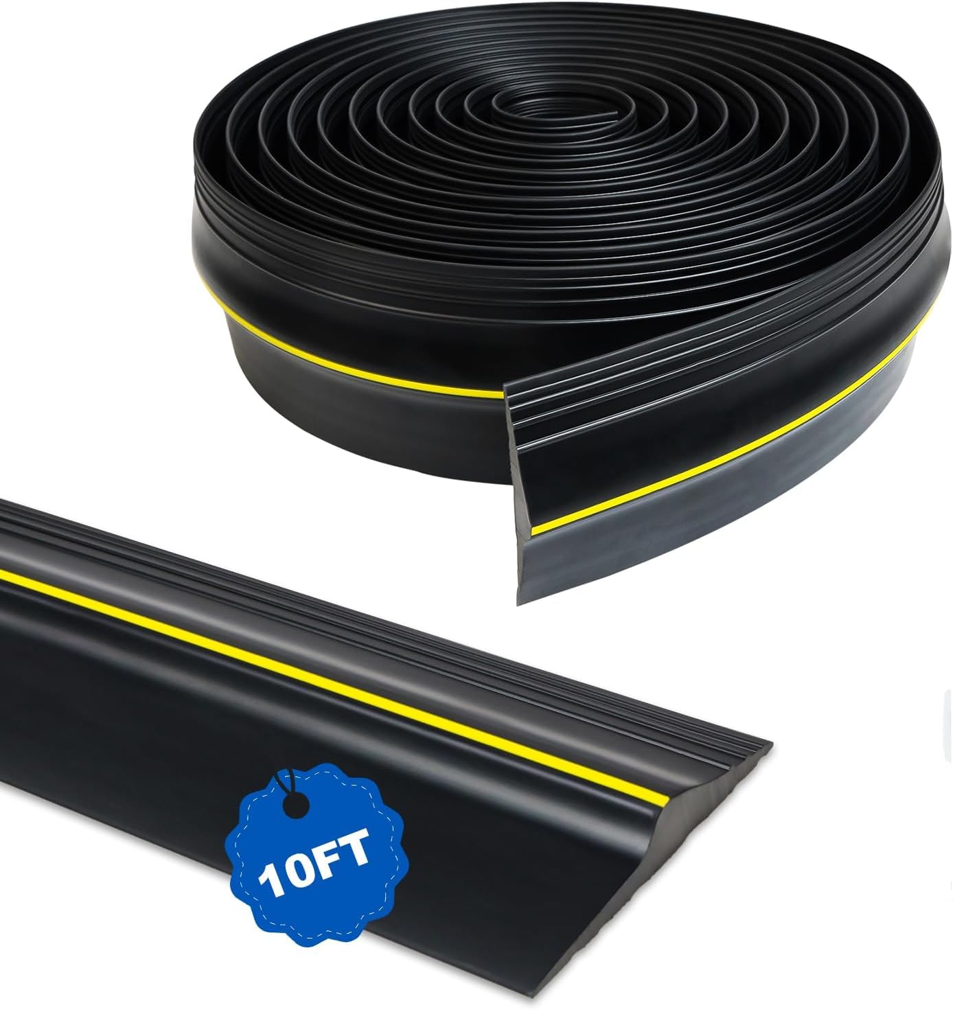 Universal Garage Door Bottom Seal Strip,Weatherproof Rubber DIY Weather Stripping Replacement, 10FT Length, Black