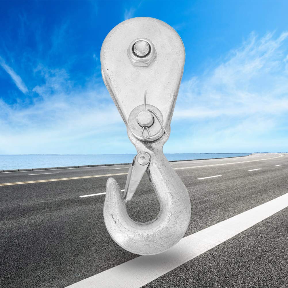 Single Pulley Block, Hoist Block Wire Rope with Hook Electric Winch Hook Suitable for Fitness Equipment Cable Slipping(1 tons)