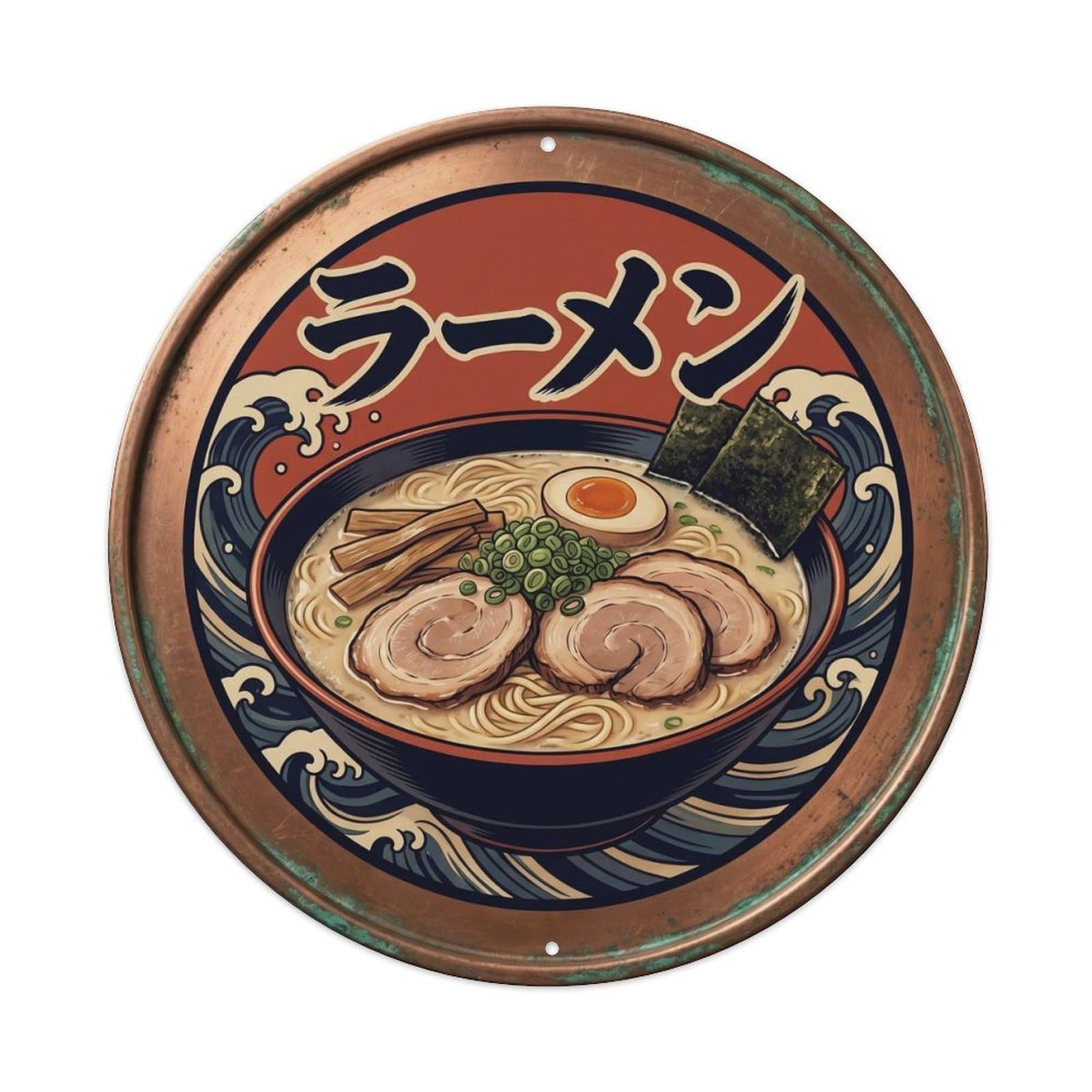 Cxhjca 8X8inch(20X20cm) Ramen Japanese Noodle Bar Taisho Roman Restaurant Food Metal Tin Sign
