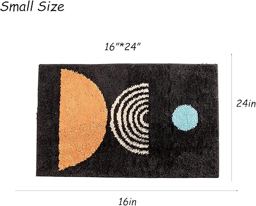 Miniatura 33 de Tapetes de baño bohemios, antideslizantes, abstractos, de microfibra, bonitos, color negro, lavable para tubo, lavabo, inodoro