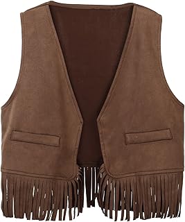 Tops Blusa Camisetas Manga Corta Bebé Niño Niña Western Vaquero Chaleco Borla Flecos Cintura Abrigo Top Fiesta Disfraz