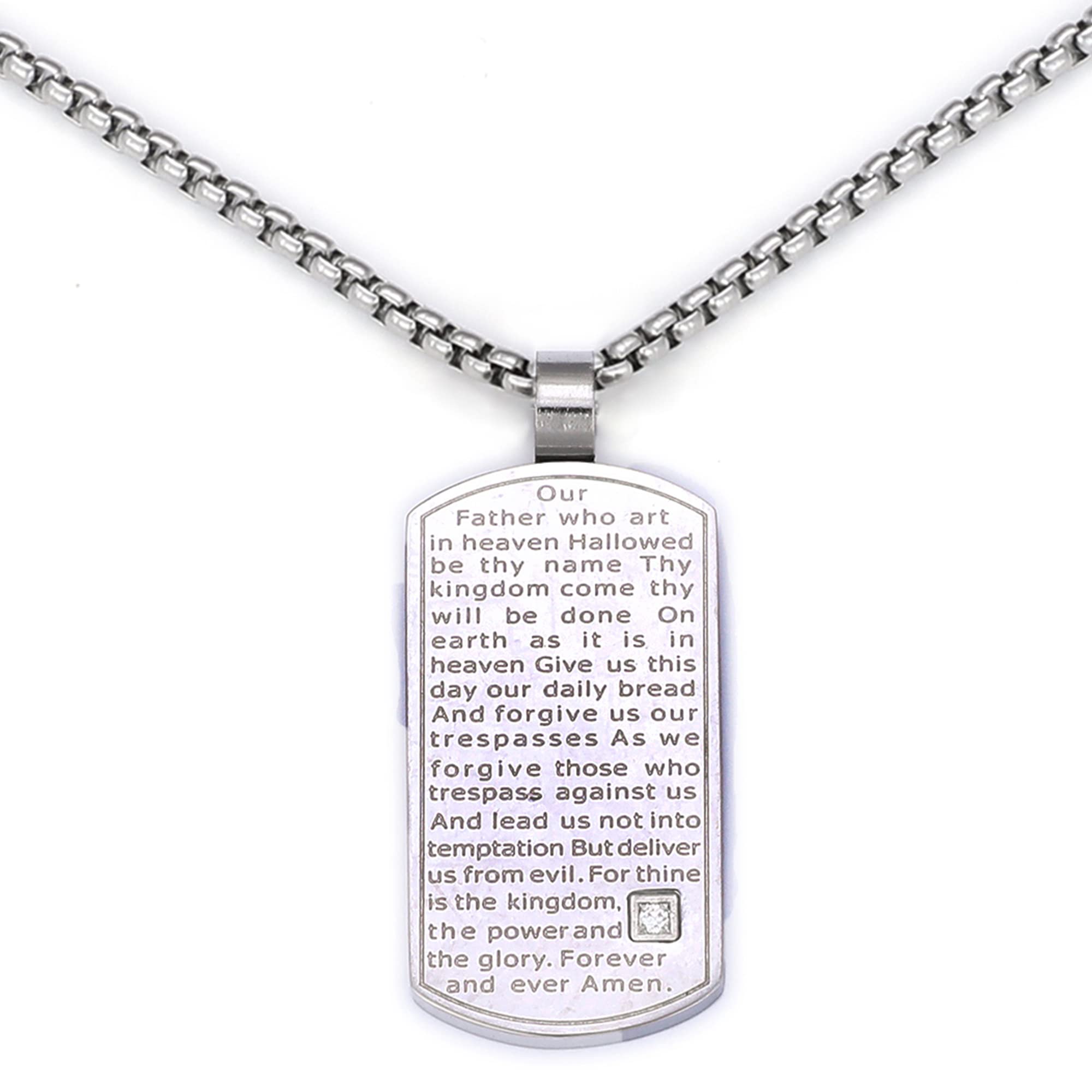 UTHOSMDOUTHOSMDO Rectangle Religious Inspirational Christian Encouragement, English Lord's Necklace Gift for Men Boys Dad Son Girls