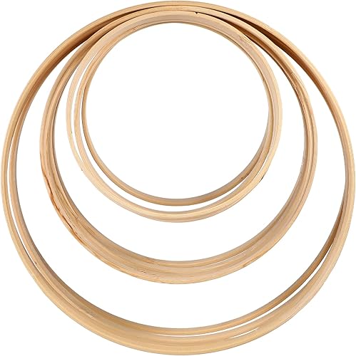 Beavorty 12 piezas de madera de bambú floral para macramé, decoración de Navidad, boda, corona de Navidad, atrapasueños y manualidades para colgar