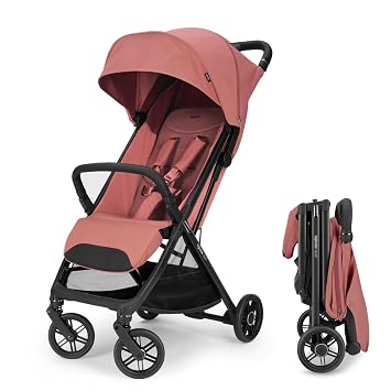 Inglesina Quid3 Stroller, Aurora Pink - Compact Reclining Travel Stroller for Baby & Toddler 0-55 lbs, One Hand fold, Airplane Overhead, Lightweight, Foldable, XL UPF 50+ Canopy