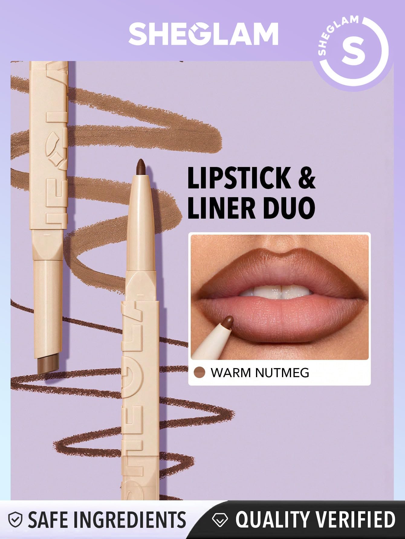 SHEGLAM 2 In 1 Matte Lip Liner and Long Lasting Lipstick Set Makeup - Warm Nutmeg, 10 g (Pack of 1) - Image 3