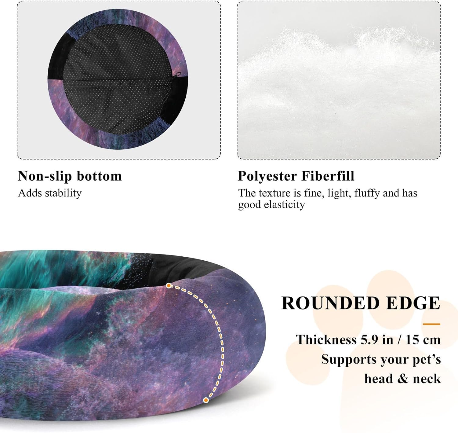 Galaxy Bird Purple Pet Cat Beds Relieve Stress Dog Pillow Bed for Medium Size Pets Supplies M