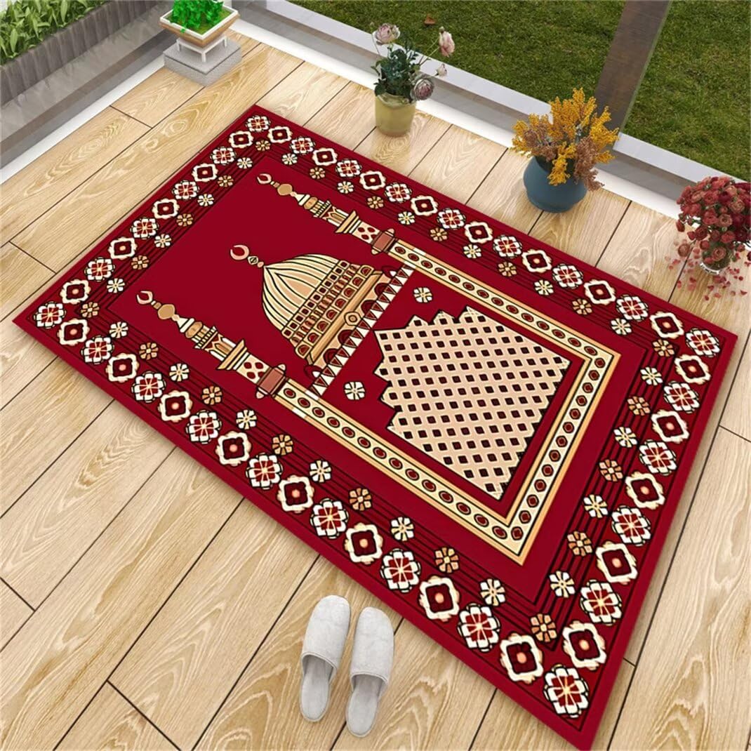 Tapis de chevet de chambre à coucher rouge lavable en machine, poils courts