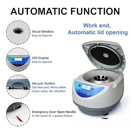 Miniatura 3 de Walter Products SPINPLUS-8 Centrífuga digital de escritorio con 3074 RCF, 100-5000 rpm, pantalla LCD, incluye rotor de 15ML x 8
