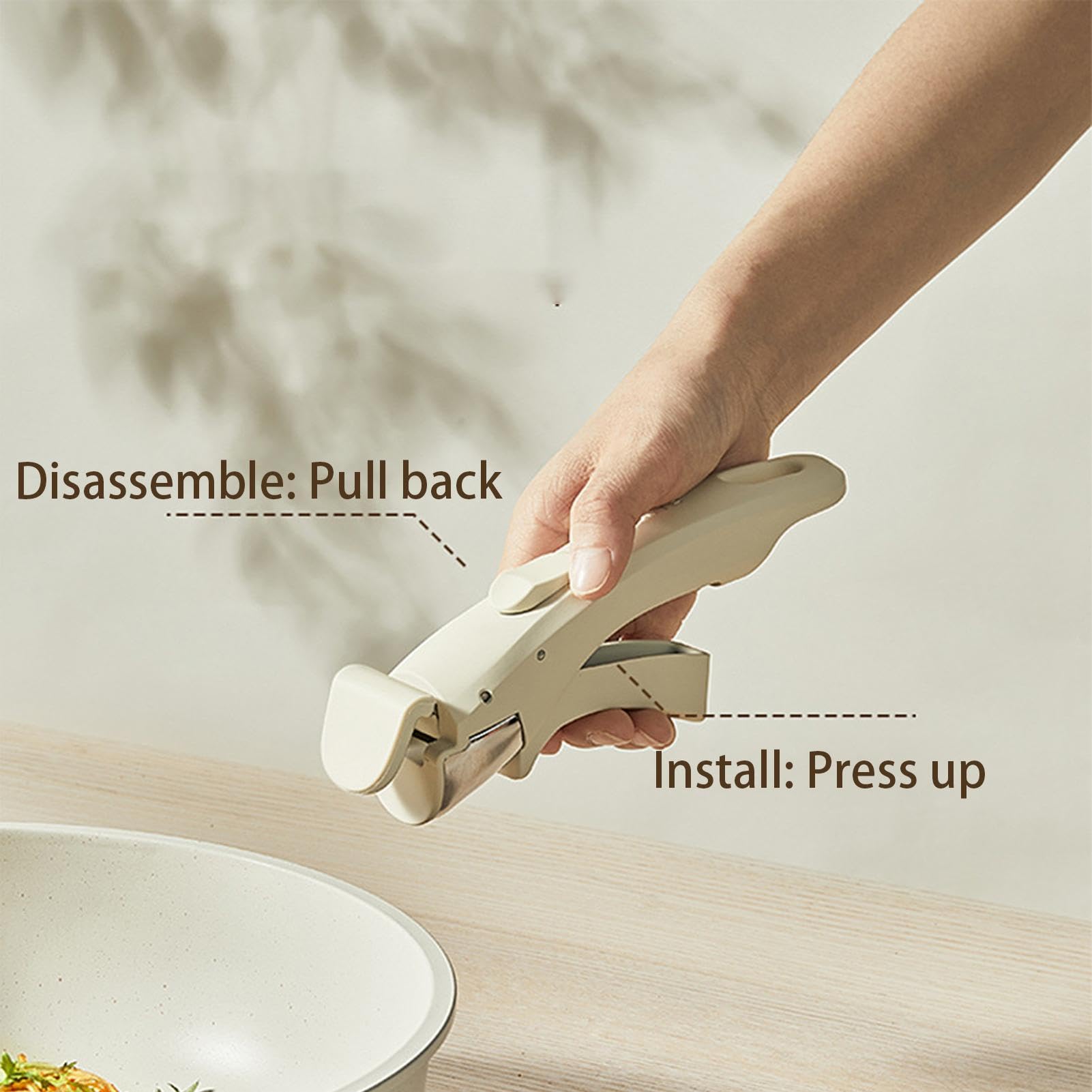 Batterie de cuisine sûre – Casseroles à poignée amovible, poêle à frire | antiadhésive, collection d'ustensiles de cuisine blanc crème | Ensemble de casseroles à poignée amovible, équipement culinair
