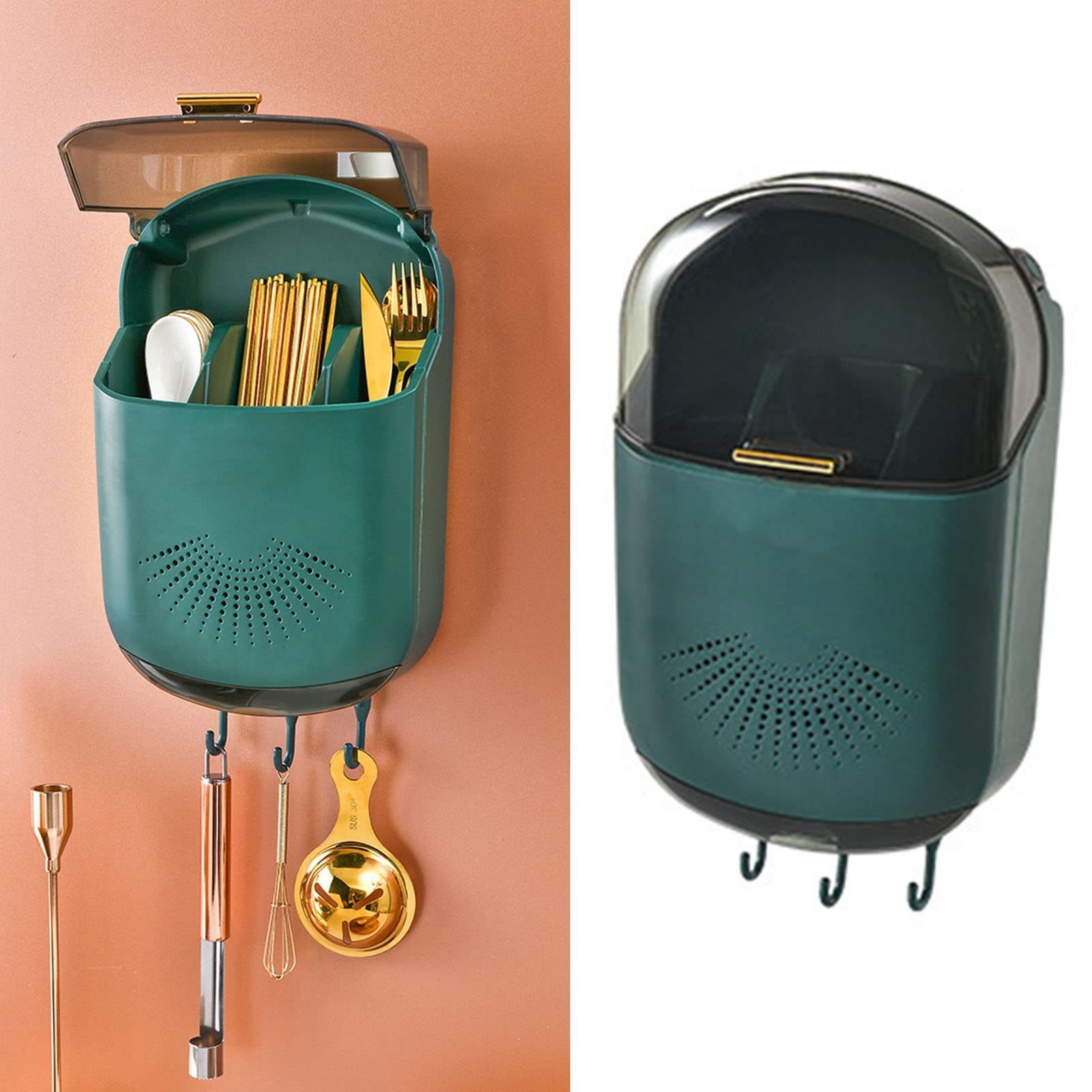 Utensil Holder With Cover Cutlery Holder, Chopstick Holder Wall Mounted ...