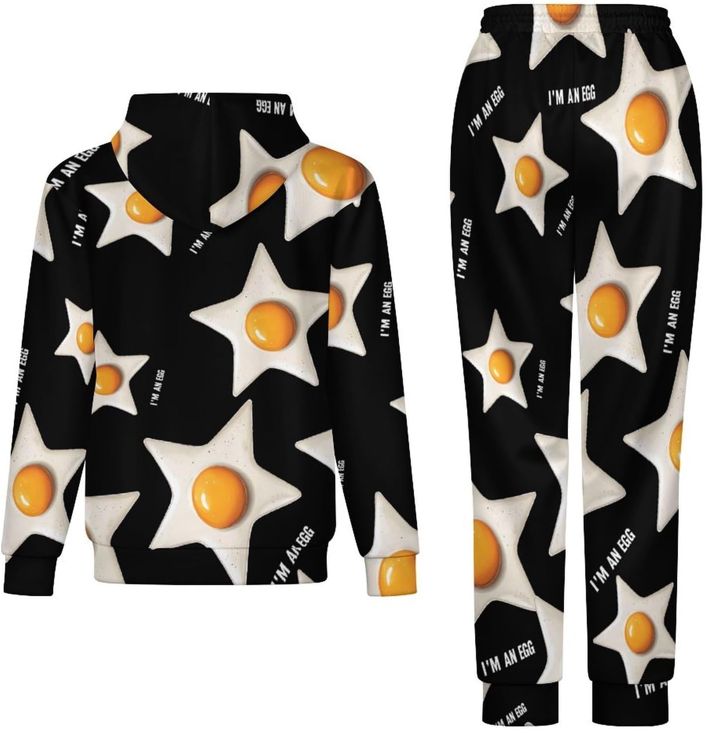 Im An Egg Fried Egg Adult 2 Piece Tracksuits Hoodie Sweatshirt And Joggers Sweatpants Sweat Suit Outfits