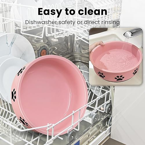 Miniatura 7 de KPWACD Tazón de cerámica para mascotas para perros y gatos, cuencos antideslizantes con peso para alimentos y agua, cuencos duraderos para mascotas