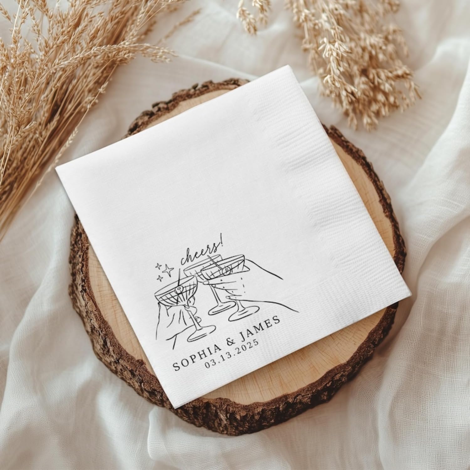 Tovaglioli da cocktail personalizzati, tovaglioli personalizzati per matrimoni con iniziali e data, 12,2 x 12,2 cm, tovaglioli personalizzati per ricevimenti di nozze, addio al nubilato, feste di