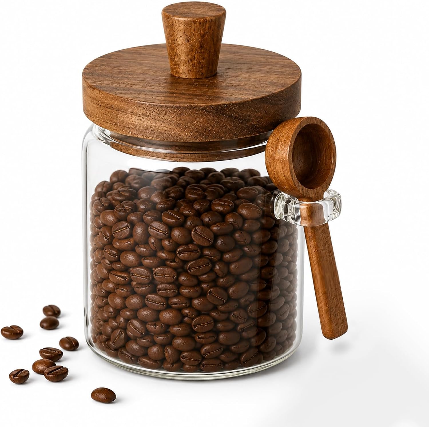 20.3 Oz Glass Coffee Canisters, Glass Jar with Lid and Spoon