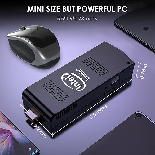 Miniatura 7 de Mini PC Stick Windows 11 Pro, Intel Compute Stick con Celeron N4020 (hasta 2.8 GHz) equipado con 8 GB RAM 512 GB M.2 SSD, soporte de micro