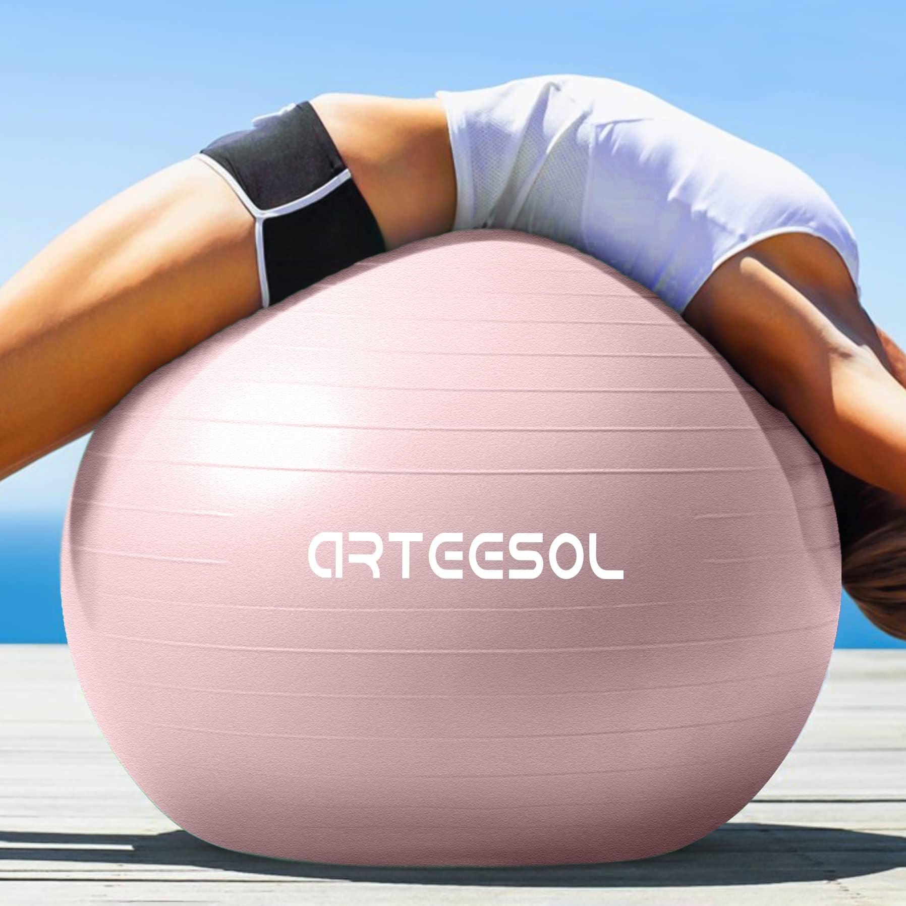 arteesol Exercise Ball 45cm / 55cm / 65cm / 75cm Anti-burst Anti-slip Yoga Swiss Ball Birthing Ball Quick Pump Fitness Gym Yoga Pilates Core Training Physical Therapy