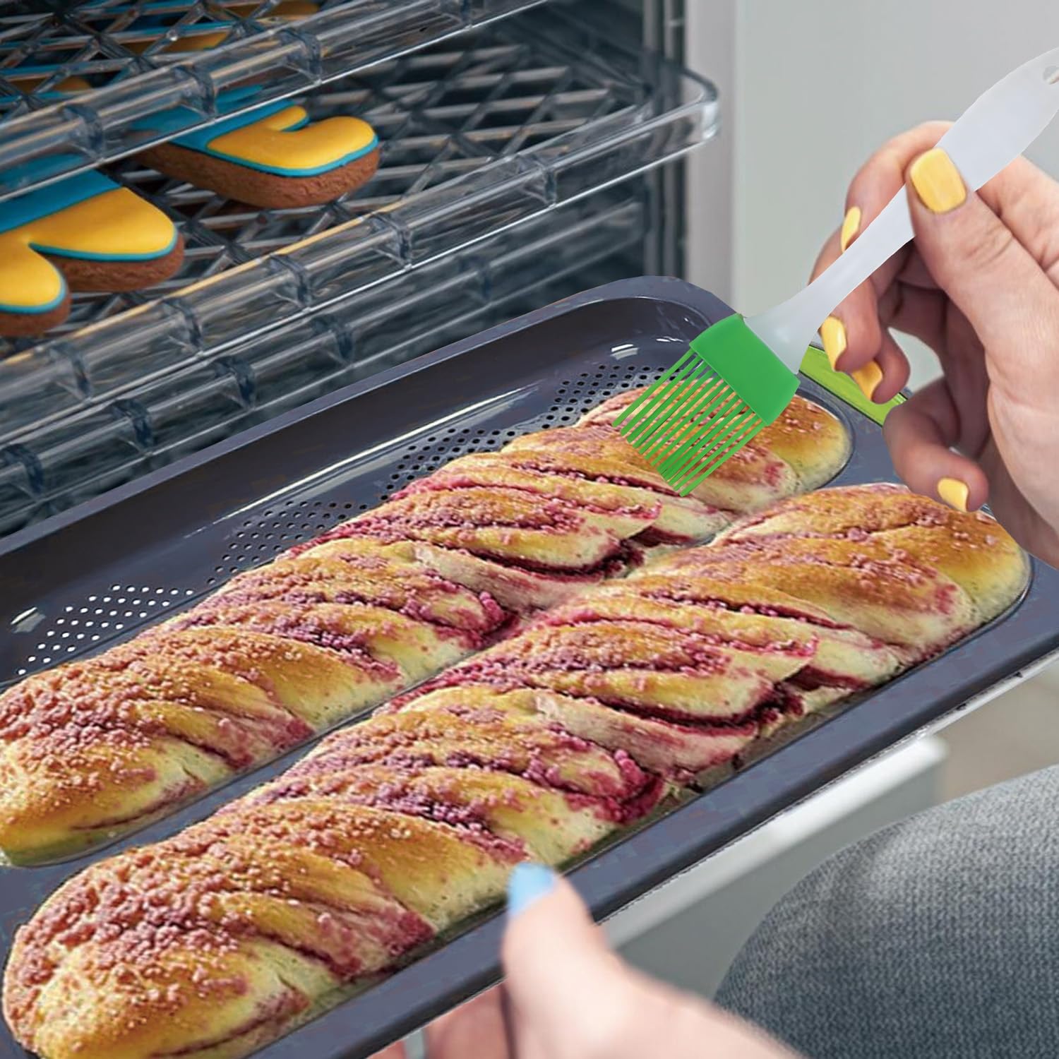 3 Pièces Moule à Baguette En Silicone Antiadhésif - Avec Brosse à Huile, Moule Perforé Pour Pain Français Croustillant