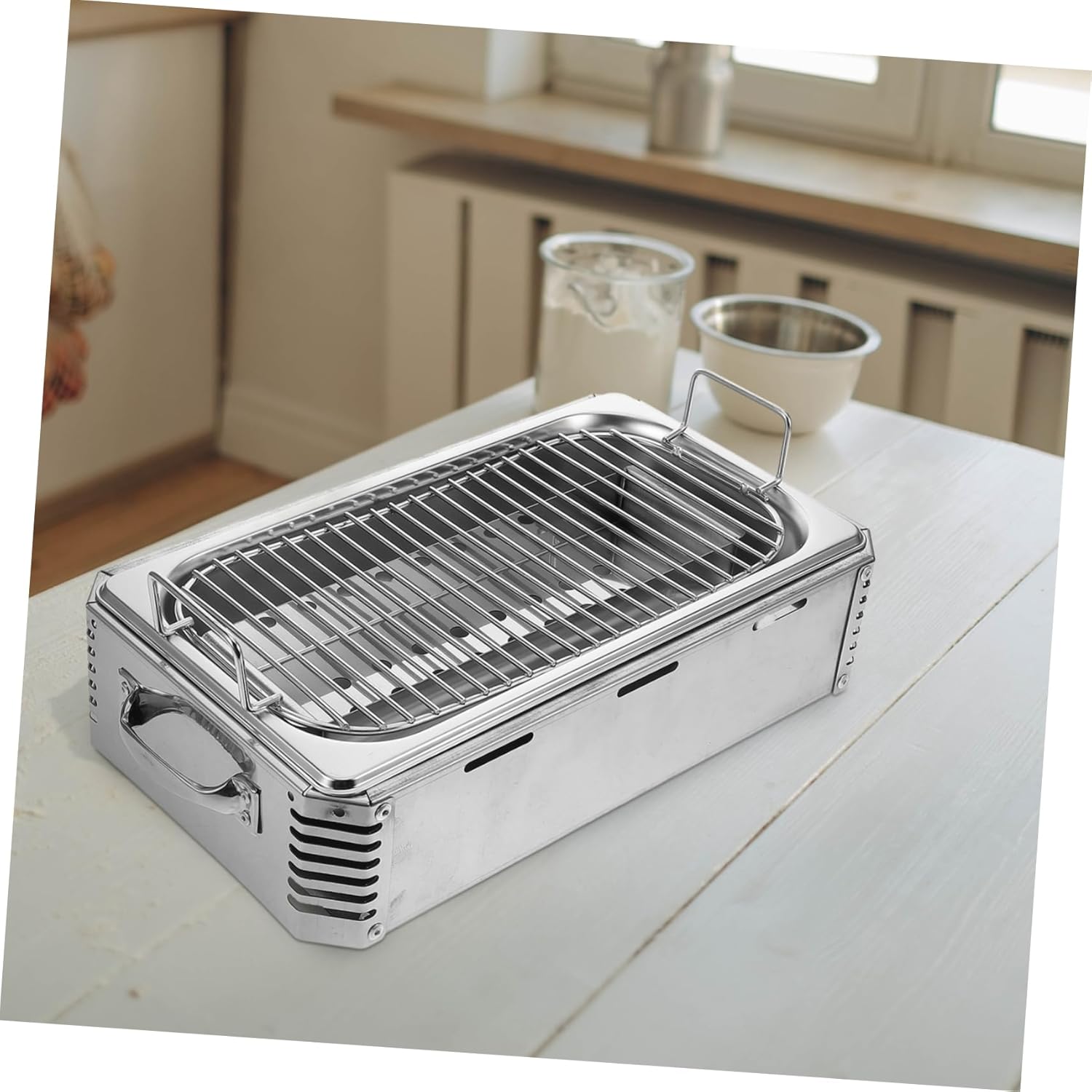 SUPVOX Stainless Steel Commercial Barbecue Grill with Handles for Camping and Outdoor Cooking Resistant Easy to Clean Versatile Barbecue Rack